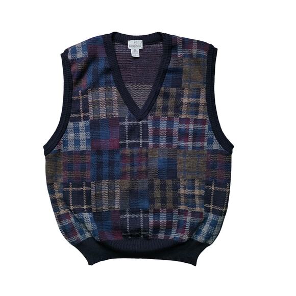 Neiman Marcus Sweater Vest Men’s XL Checkered Knit - Picture 1 of 4